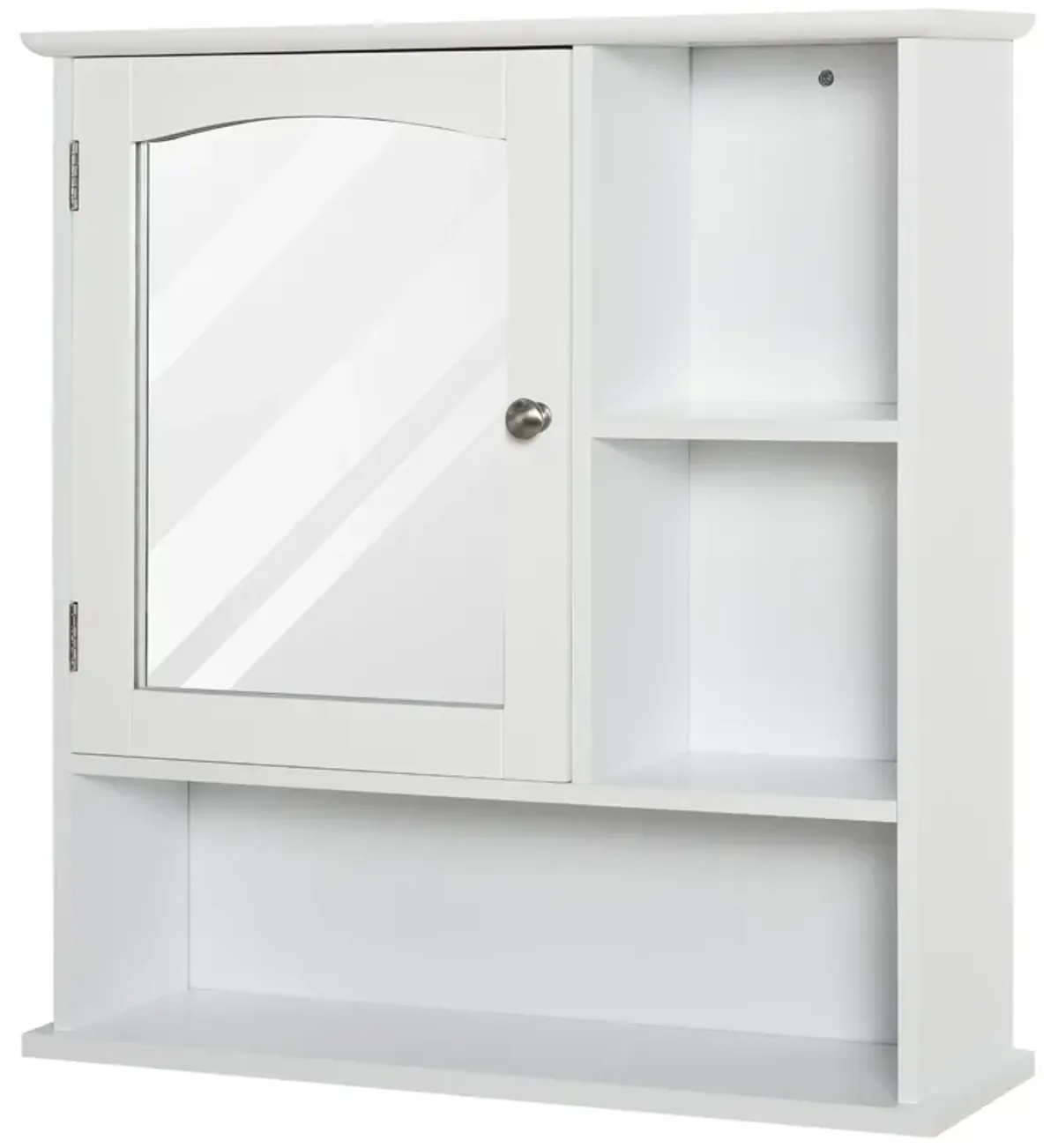 White Wall Organizer: Wood Medicine Cabinet with Mirror and Shelf