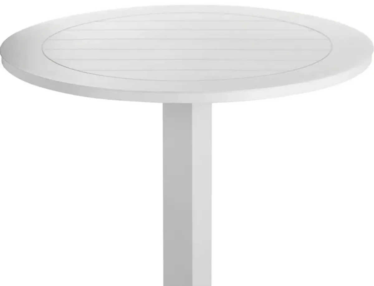 Keli 43 Inch Outdoor Bar Table, White Aluminum Frame, Foldable Design - Benzara