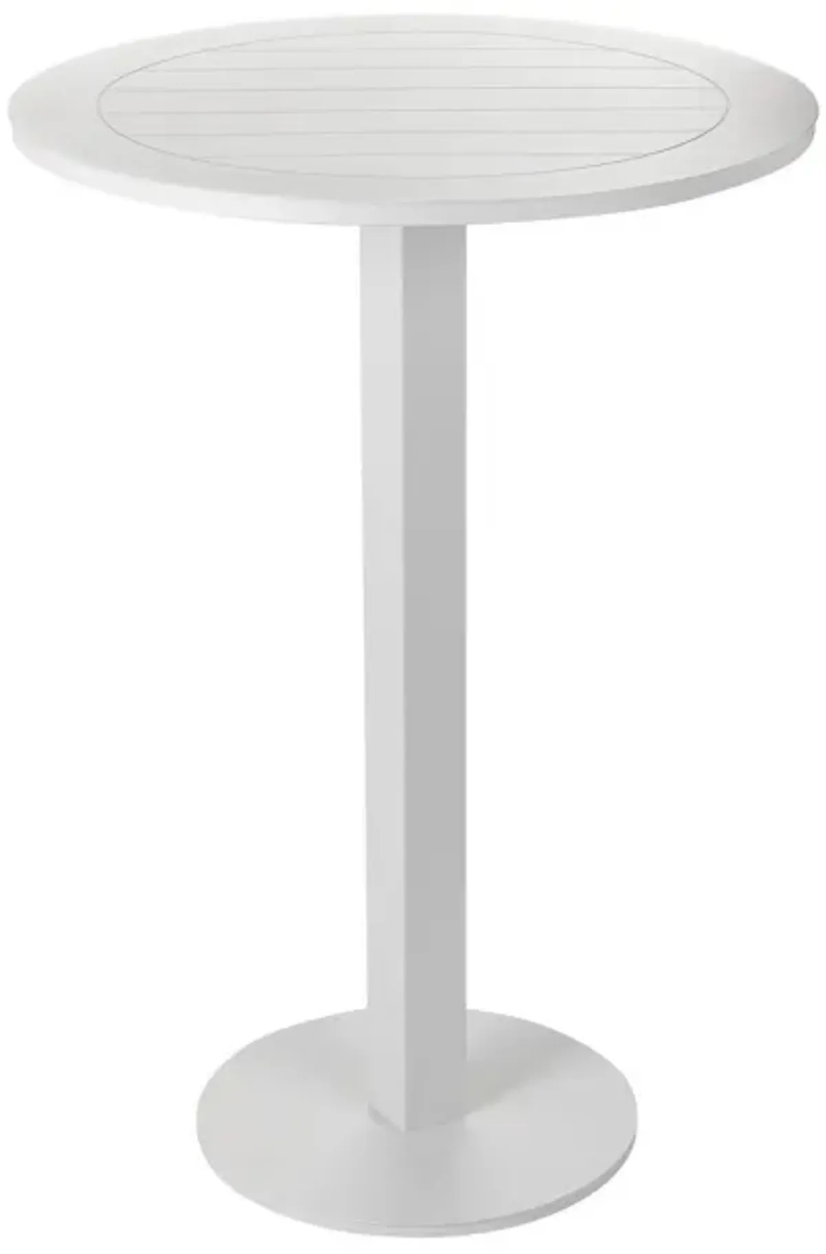 Keli 43 Inch Outdoor Bar Table, White Aluminum Frame, Foldable Design - Benzara