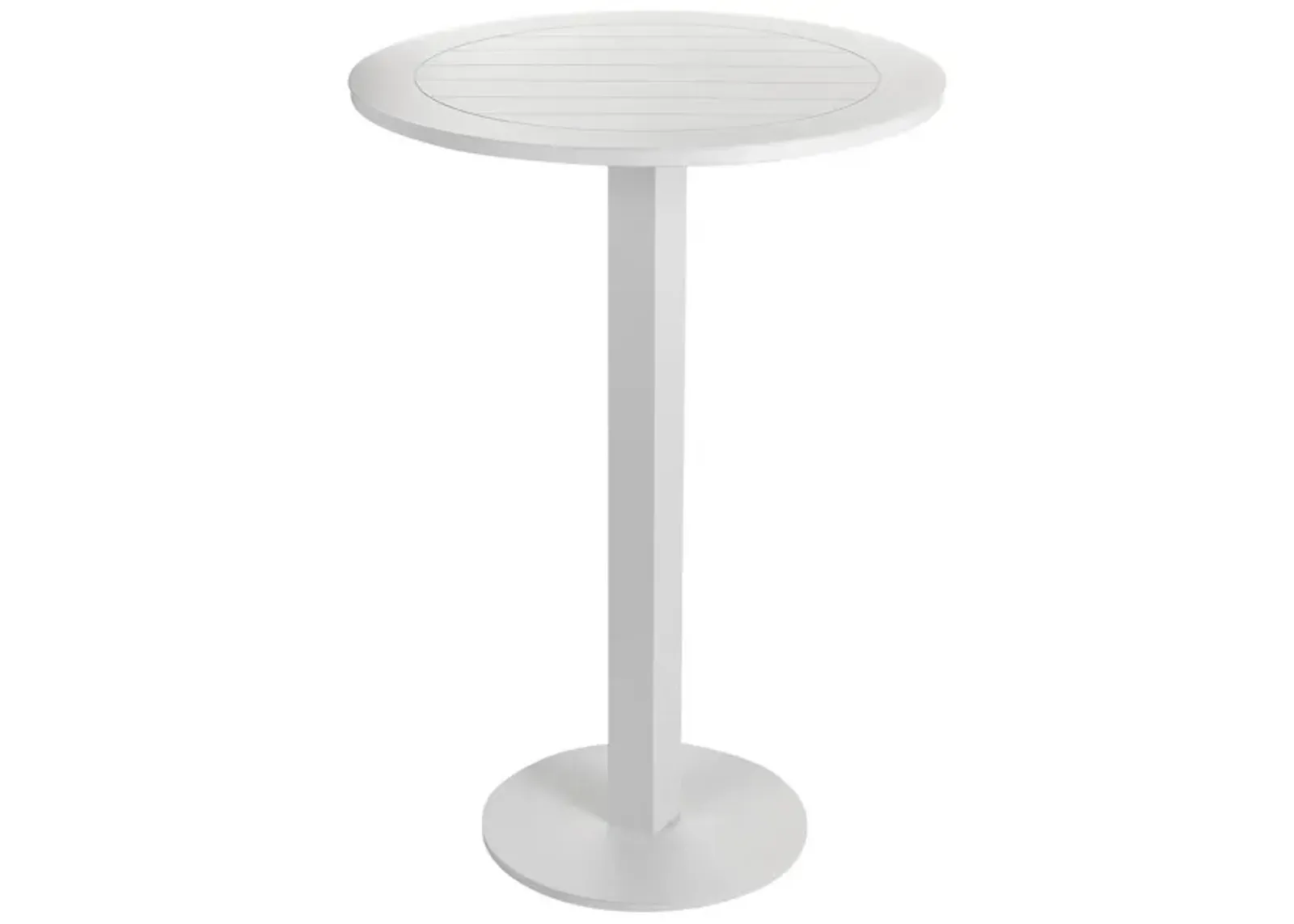 Keli 43 Inch Outdoor Bar Table, White Aluminum Frame, Foldable Design - Benzara