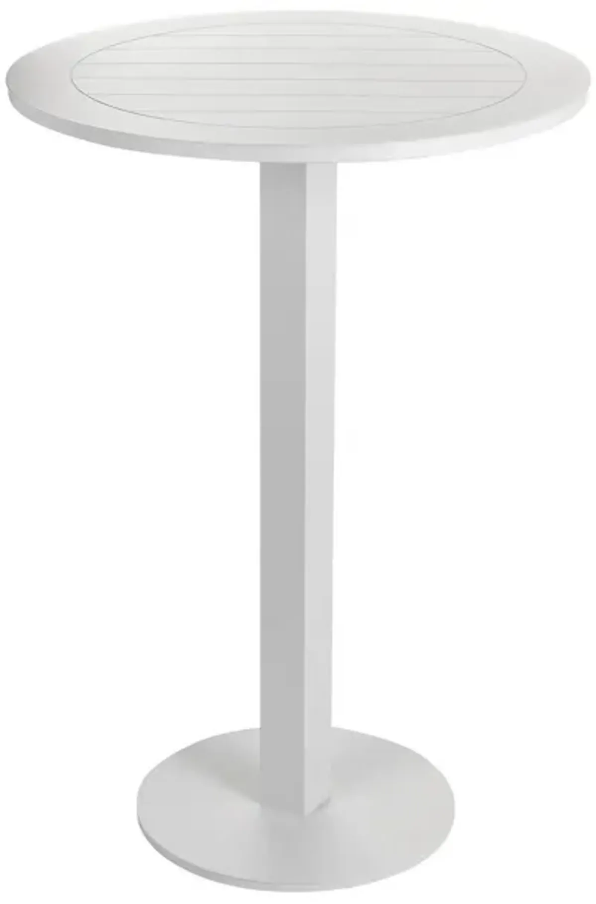 Keli 43 Inch Outdoor Bar Table, White Aluminum Frame, Foldable Design - Benzara