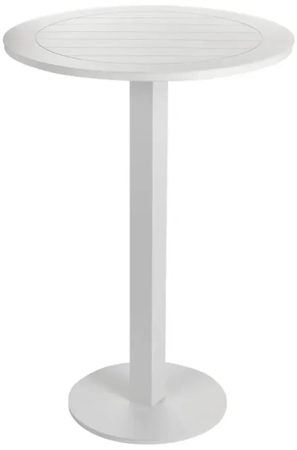 Keli 43 Inch Outdoor Bar Table, White Aluminum Frame, Foldable Design - Benzara