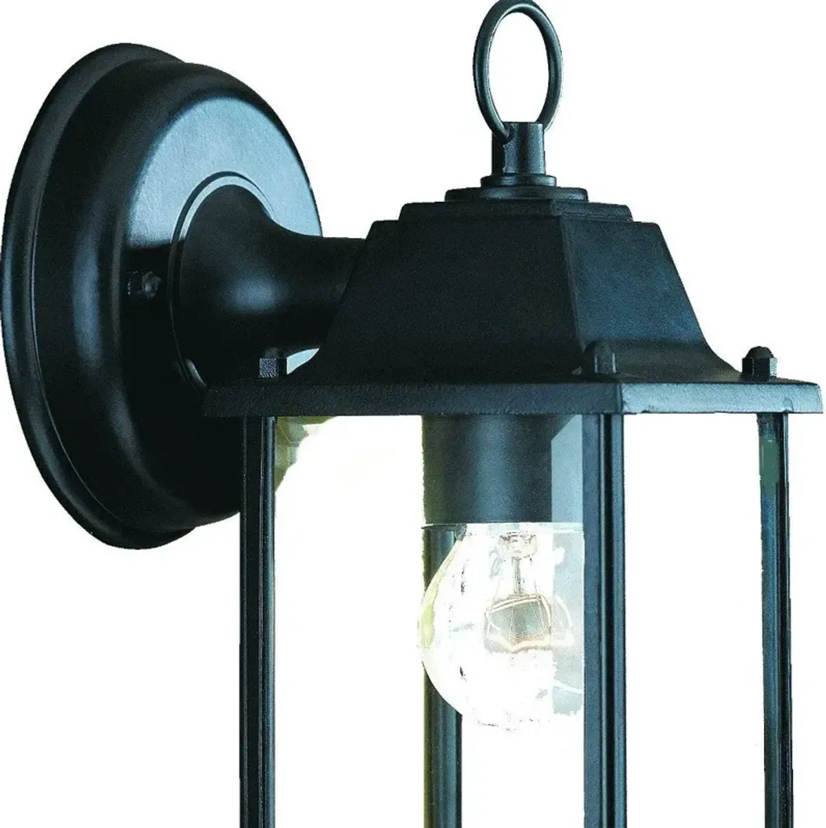 Homezia Matte Black Hanging Glass Lantern Wall Light