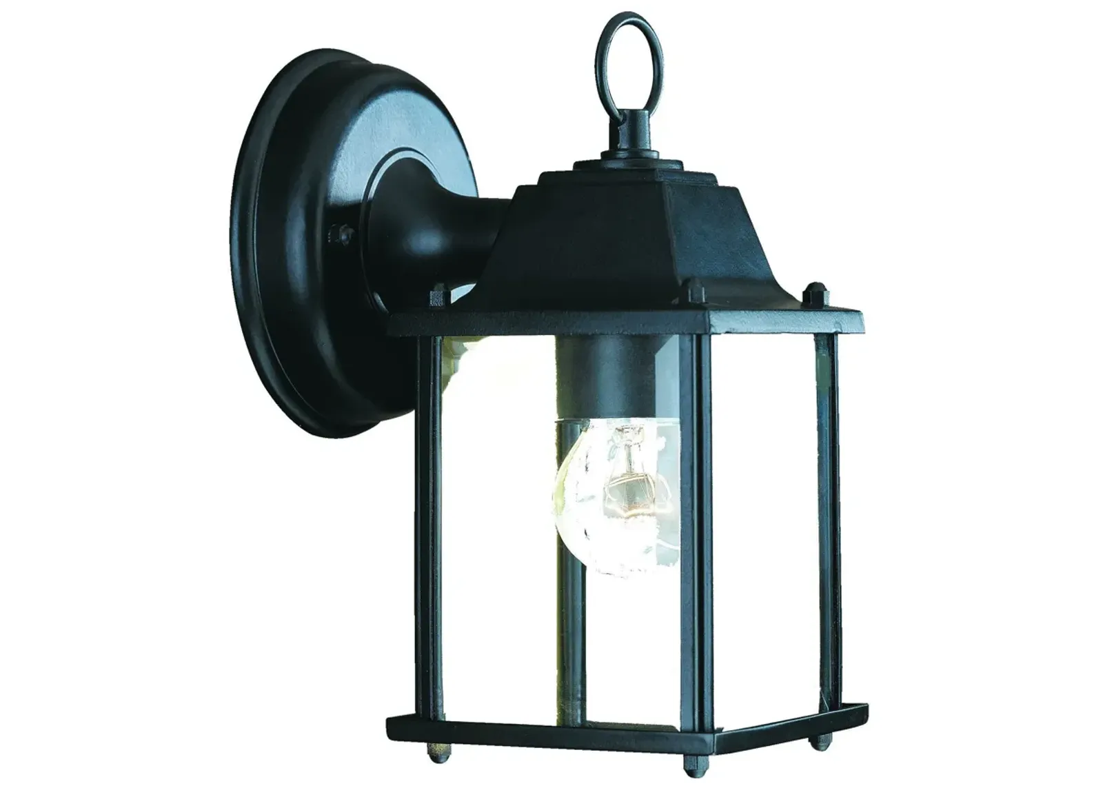 Homezia Matte Black Hanging Glass Lantern Wall Light