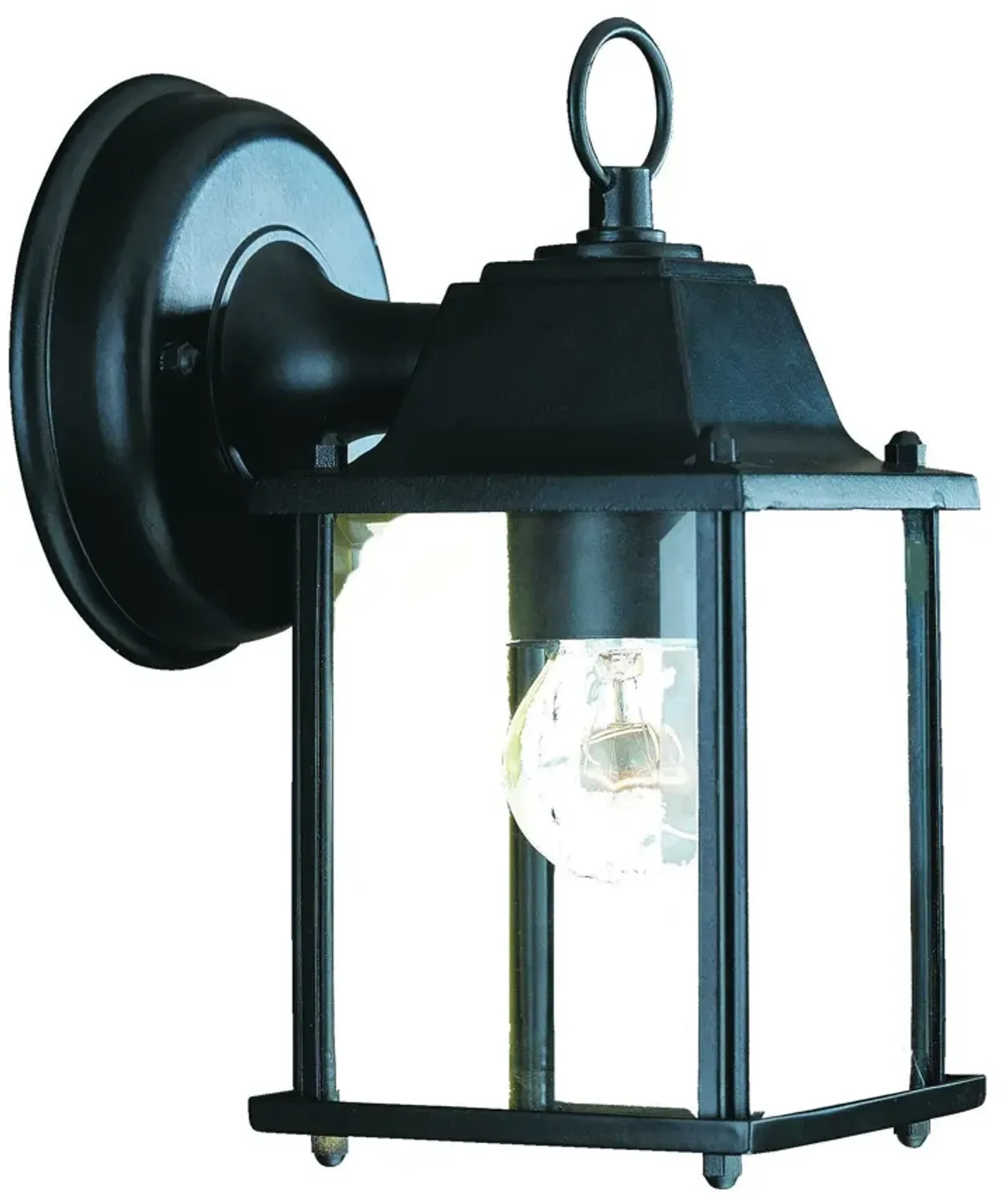 Homezia Matte Black Hanging Glass Lantern Wall Light