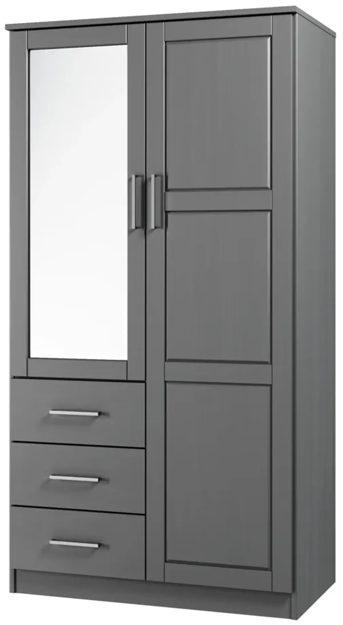 100% Solid Wood Metro 2-Door Wardrobe with Mirrored Door