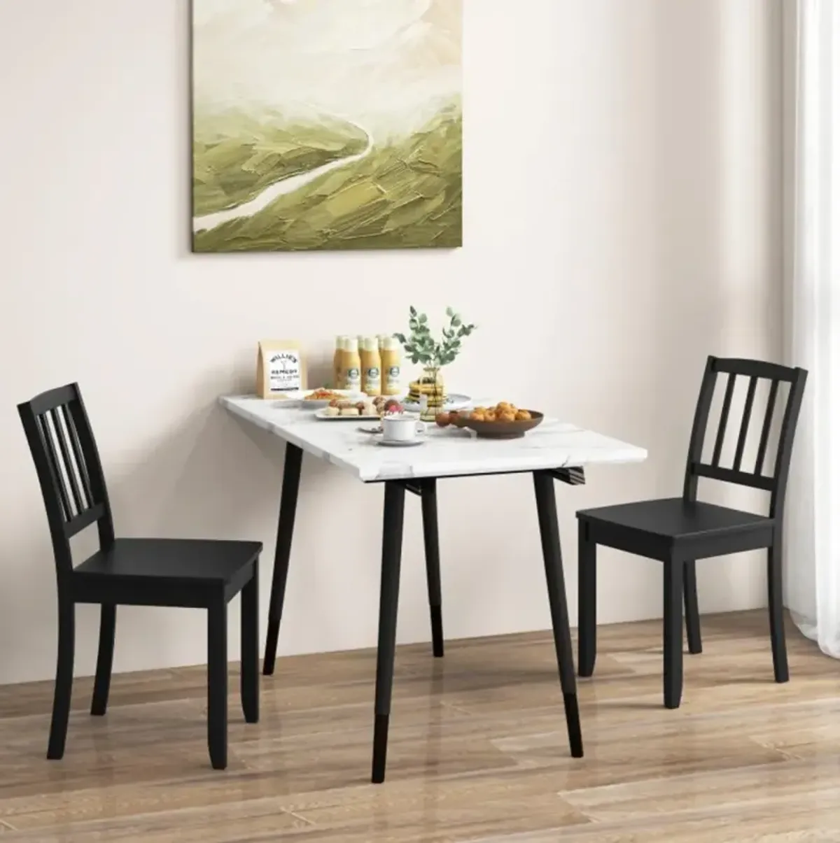 Hivvago Wood Dining Chair Set of 2 with Rubber Wood Legs