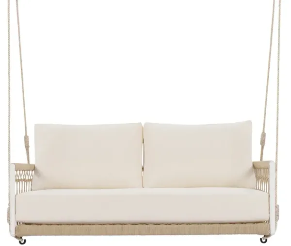 Whisen Woven Rope Outdoor Swing Sofa with Soft Cushions for Patio, Courtyard and Balcony