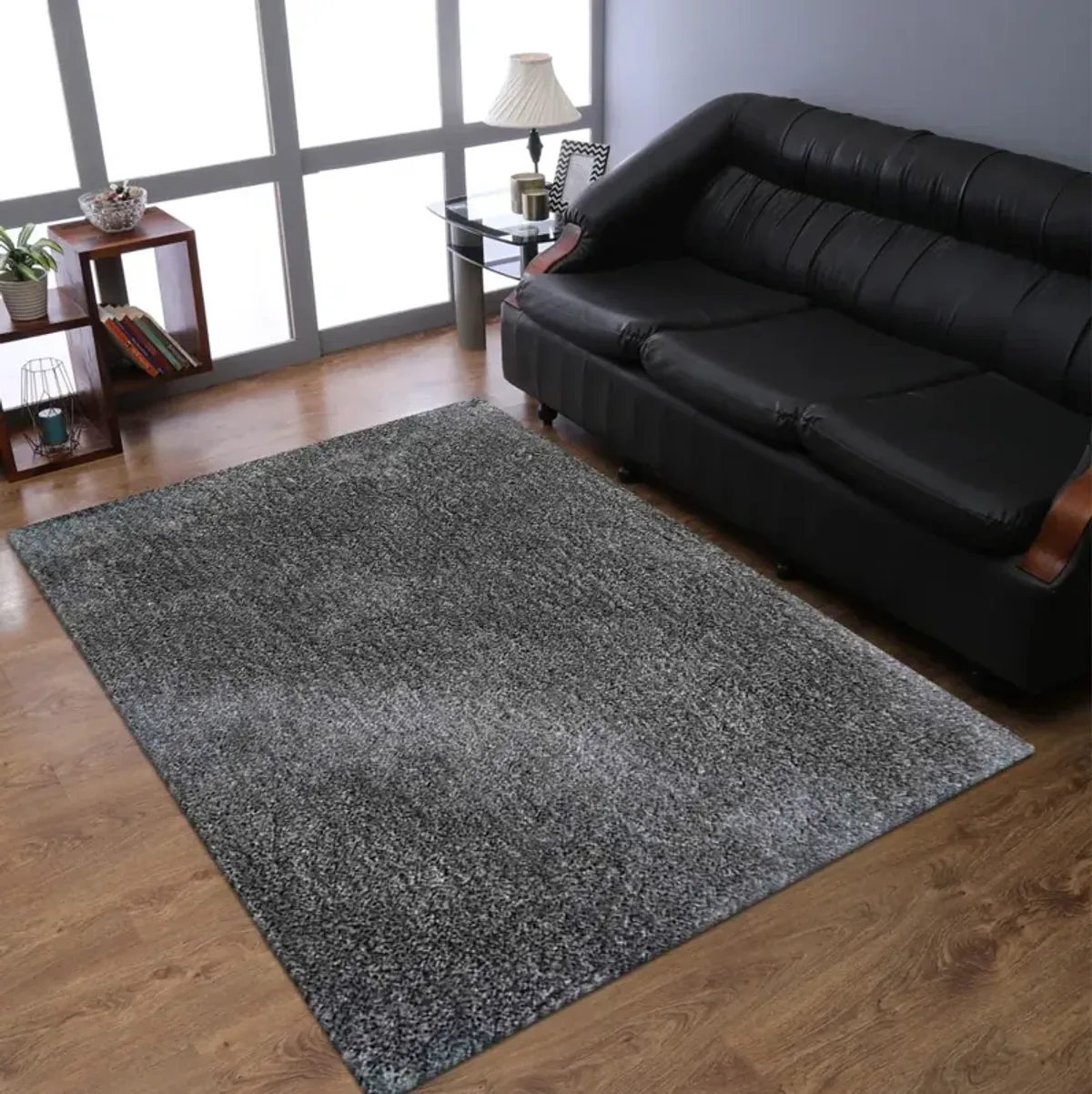 RUGSOTIC CARPETS HAND TUFTED SHAG POLYESTER ECO-FRIENDLY AREA RUGS  - 5'x8', Rectangle, Dark Green, Solid Plain Design, High Pile Thick Handmade Anti Skid Rugs for Living Room, Bed Room K00111