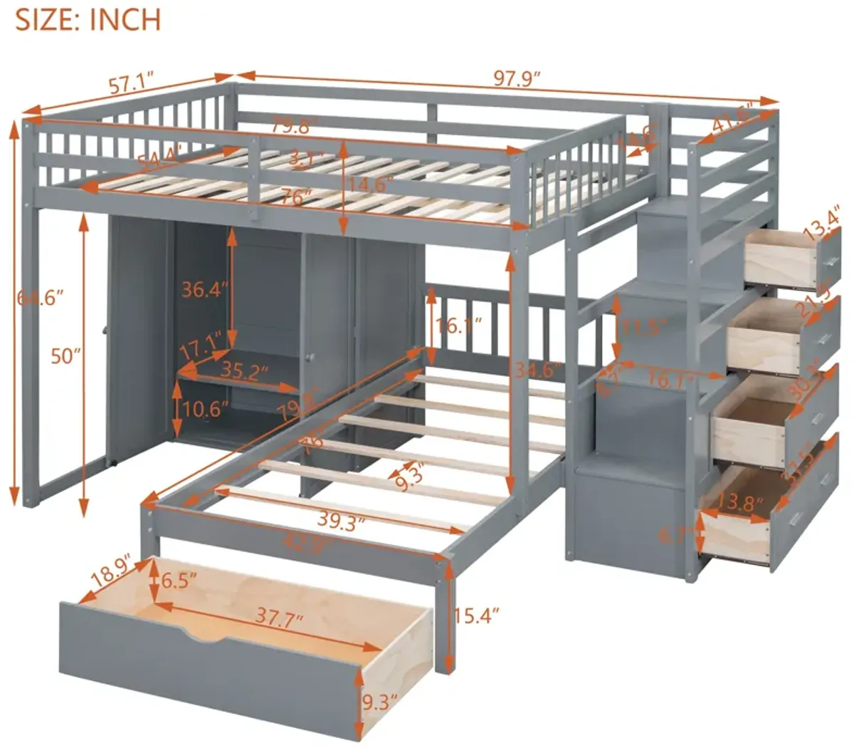 Merax Bunk Bed with Storage Staircase