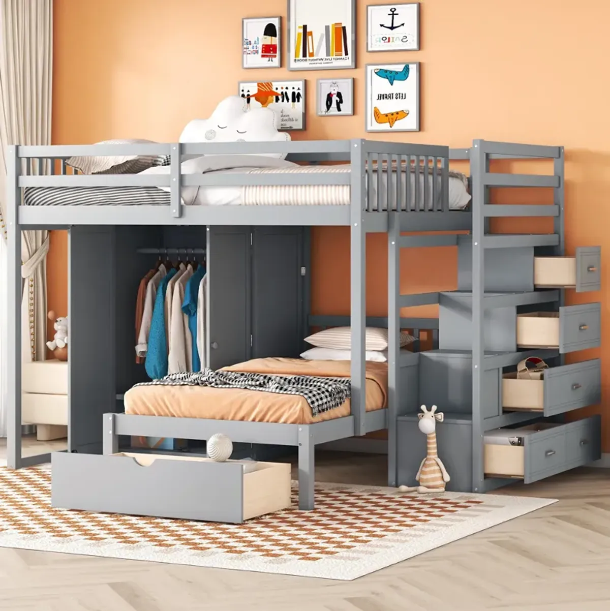 Merax Bunk Bed with Storage Staircase