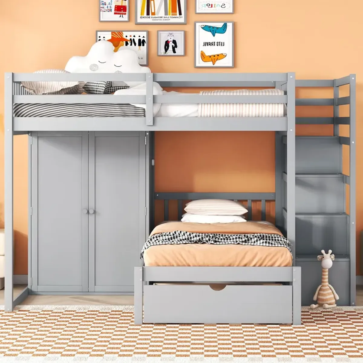 Merax Bunk Bed with Storage Staircase