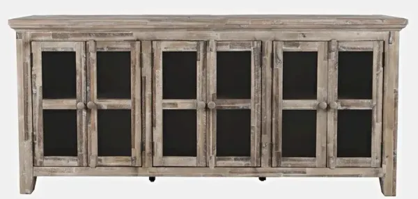 Jofran Rustic Shores 70 Coastal Distressed Acacia Six-Door Sideboard Cabinet