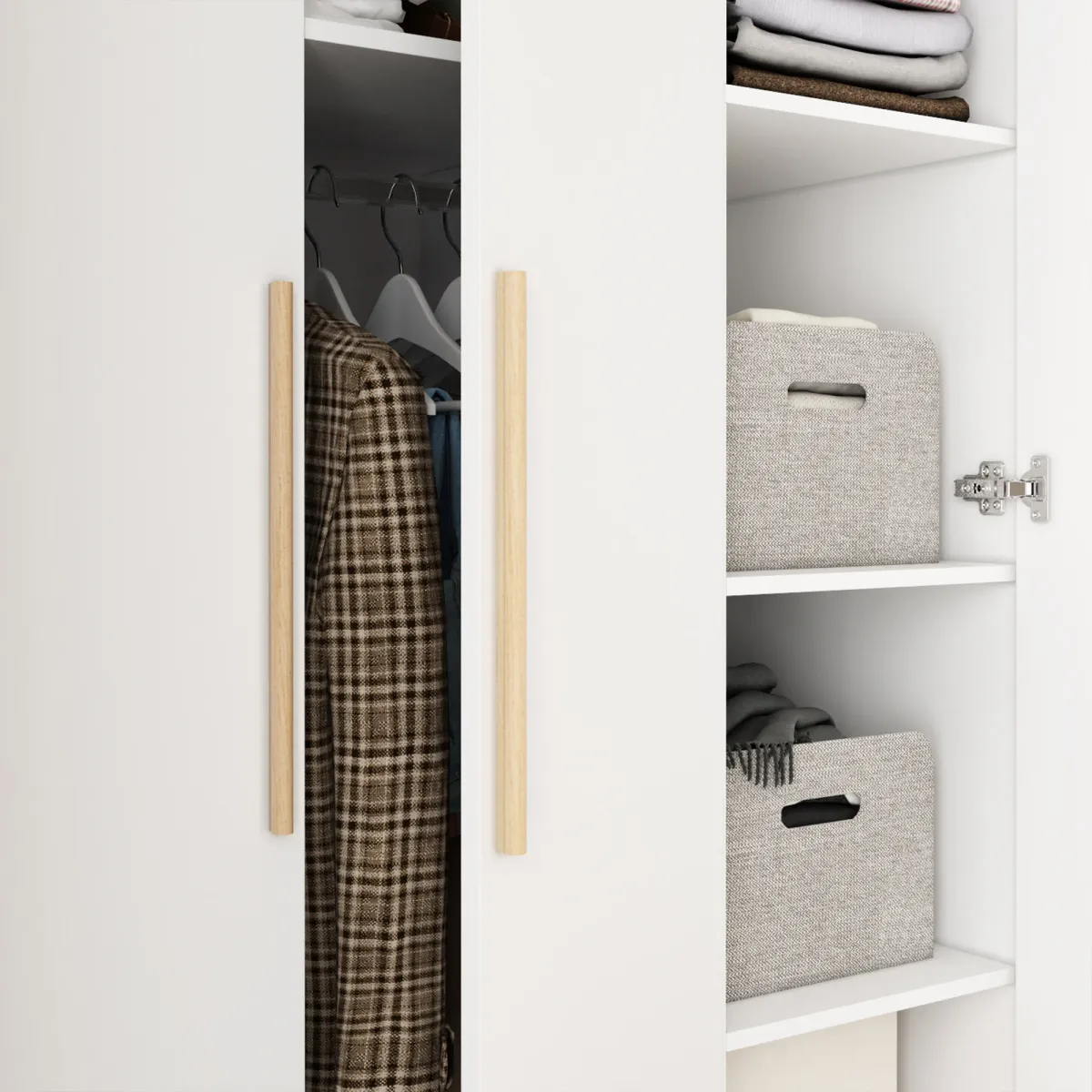 FUFU&GAGA Contemporary 3-Door Wardrobe with Hanging Rod and Deep Storage Compartments - White, Moisture-Proof Base, Easy to Clean (47.2" W x 18.9" D x 70" H) ,White