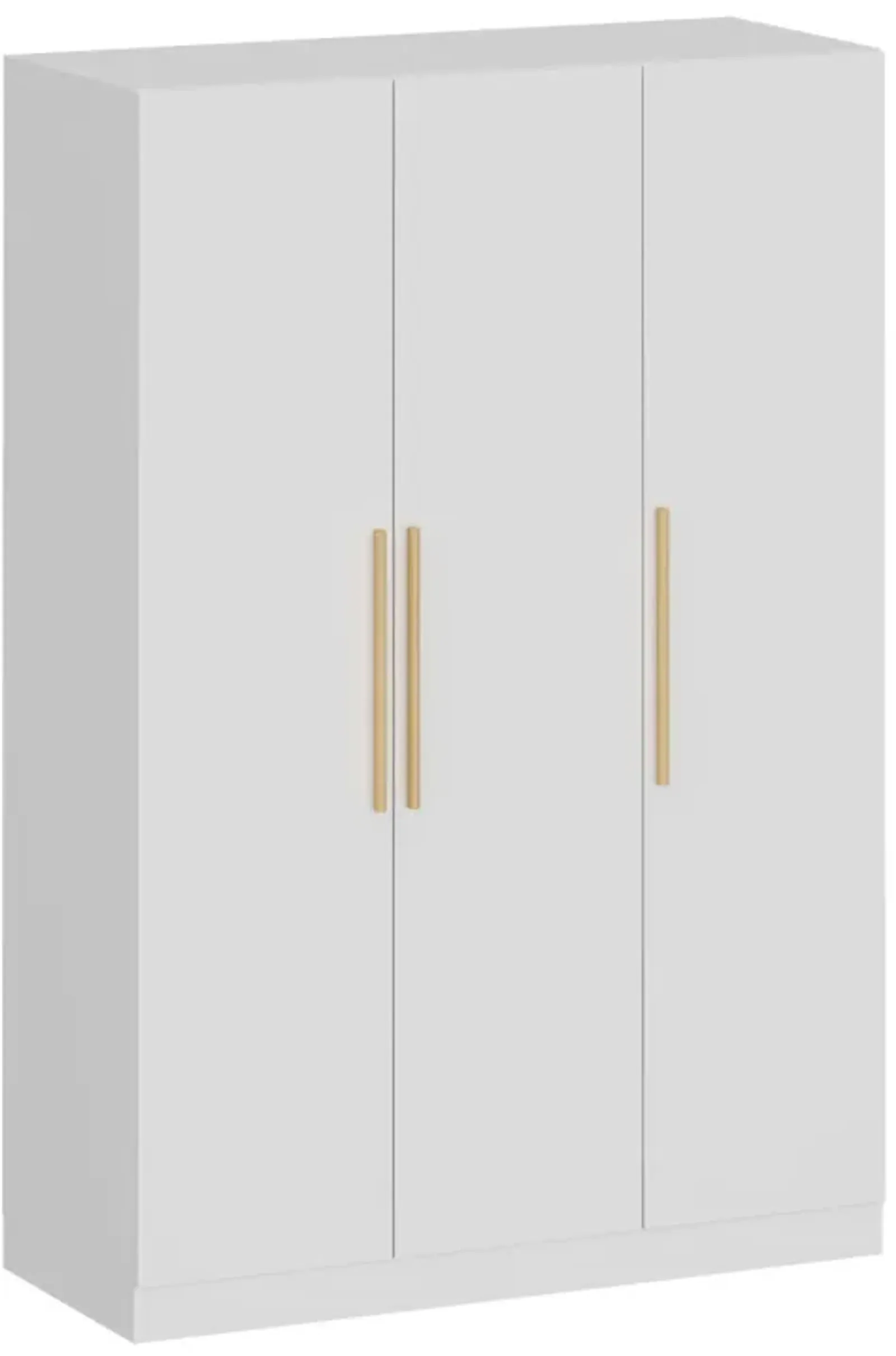 FUFU&GAGA Contemporary 3-Door Wardrobe with Hanging Rod and Deep Storage Compartments - White, Moisture-Proof Base, Easy to Clean (47.2" W x 18.9" D x 70" H) ,White