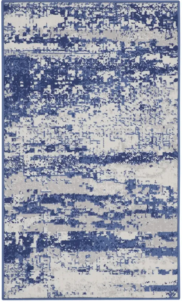 Whimsicle WHS06 Ivory/Navy 3' x 5' Rug