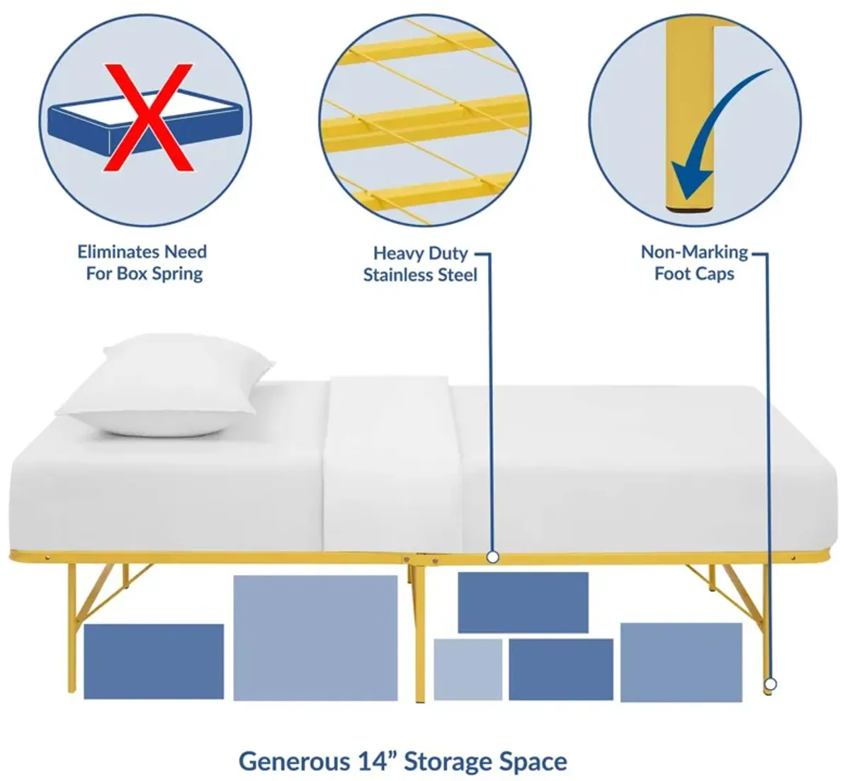 Modway - Horizon Twin Stainless Steel Bed Frame