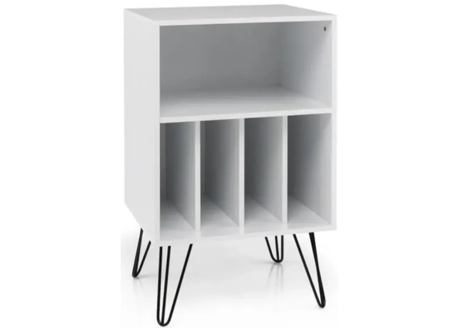 Hivvago Freestanding Record Player Stand Record Storage Cabinet with Metal Legs