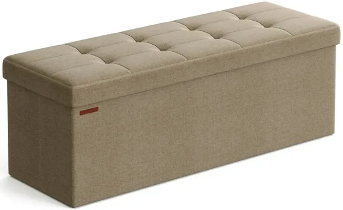 43-Inch Folding Storage Ottoman Bench with Wooden Divider - Storage Chest and Foot Rest Stool