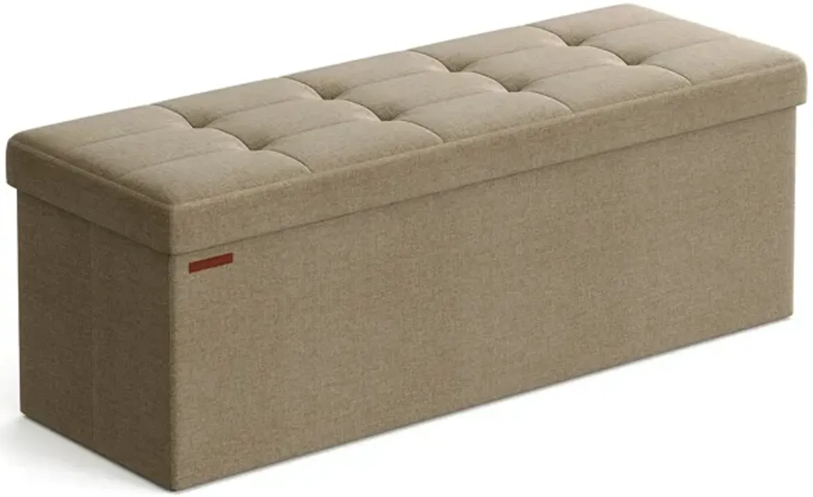 43-Inch Folding Storage Ottoman Bench with Wooden Divider - Storage Chest and Foot Rest Stool