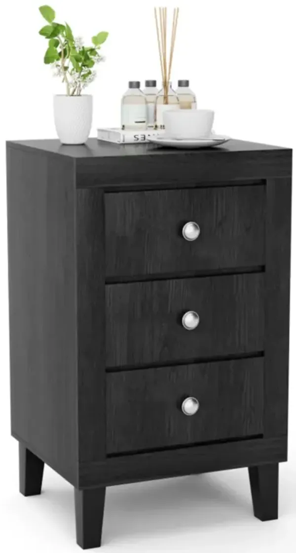 Hivvago Modern Nightstand with 3 Drawers for Bedroom Living Room