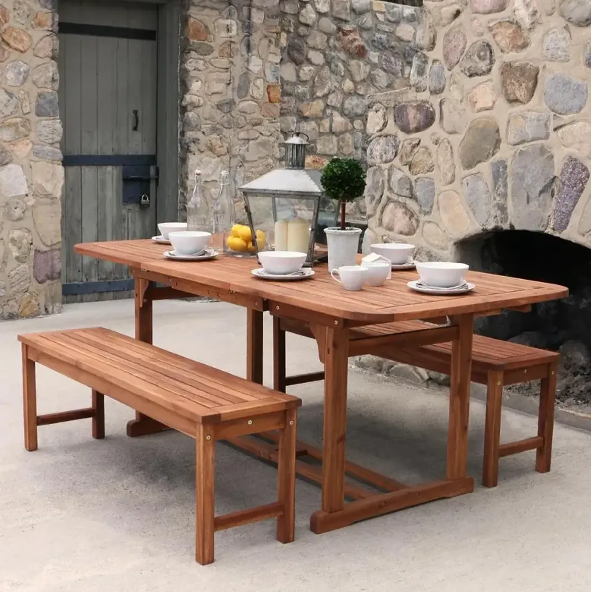 Belen Kox Brown 3-Piece Acacia Hardwood Dining Set, Belen Kox