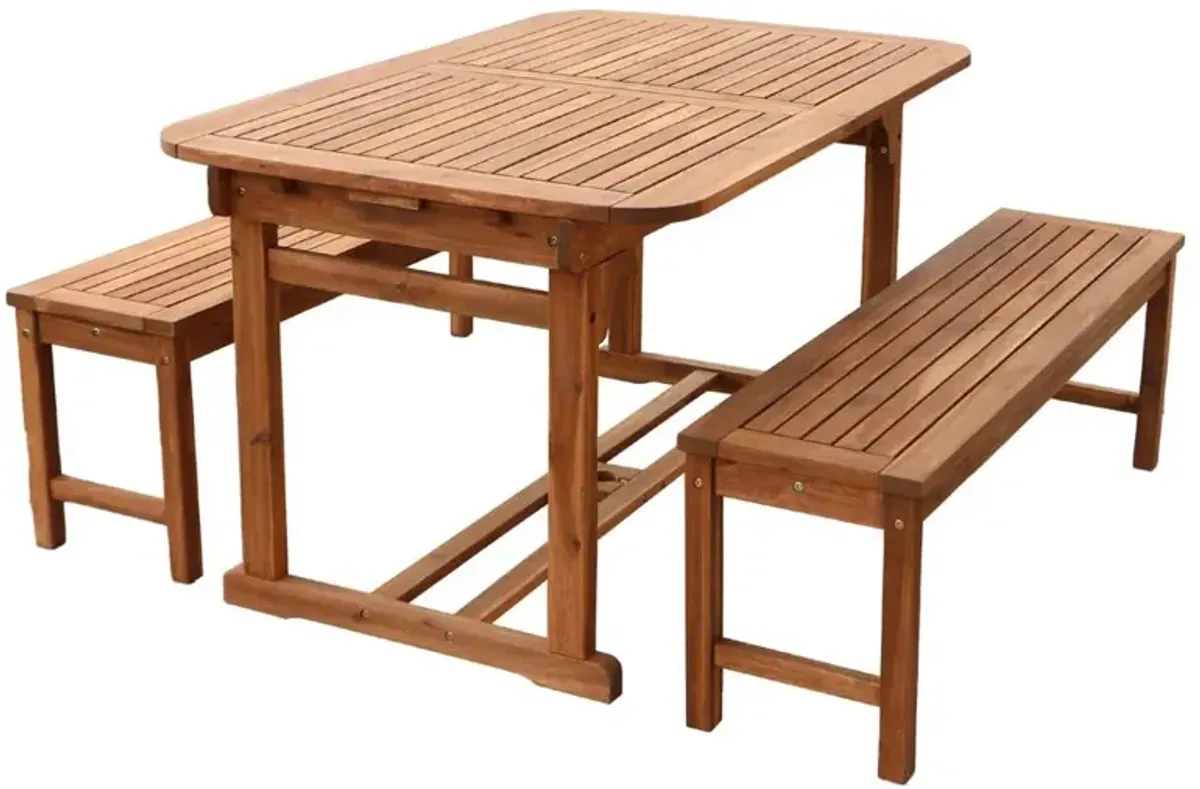 Belen Kox Brown 3-Piece Acacia Hardwood Dining Set, Belen Kox