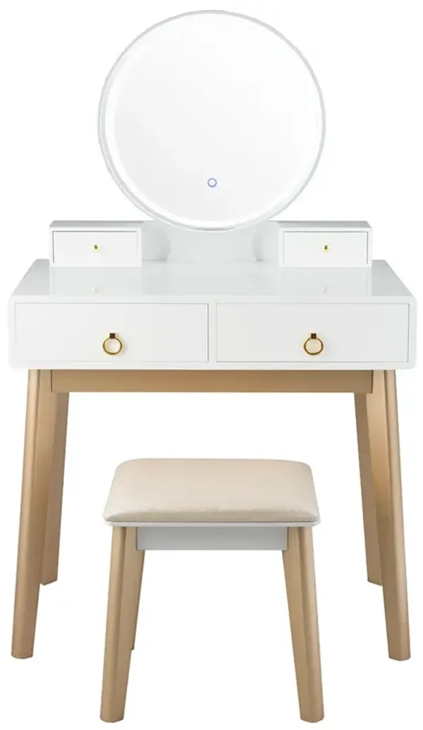 Makeup Vanity Table Set 3 Color Lighting Dressing Table