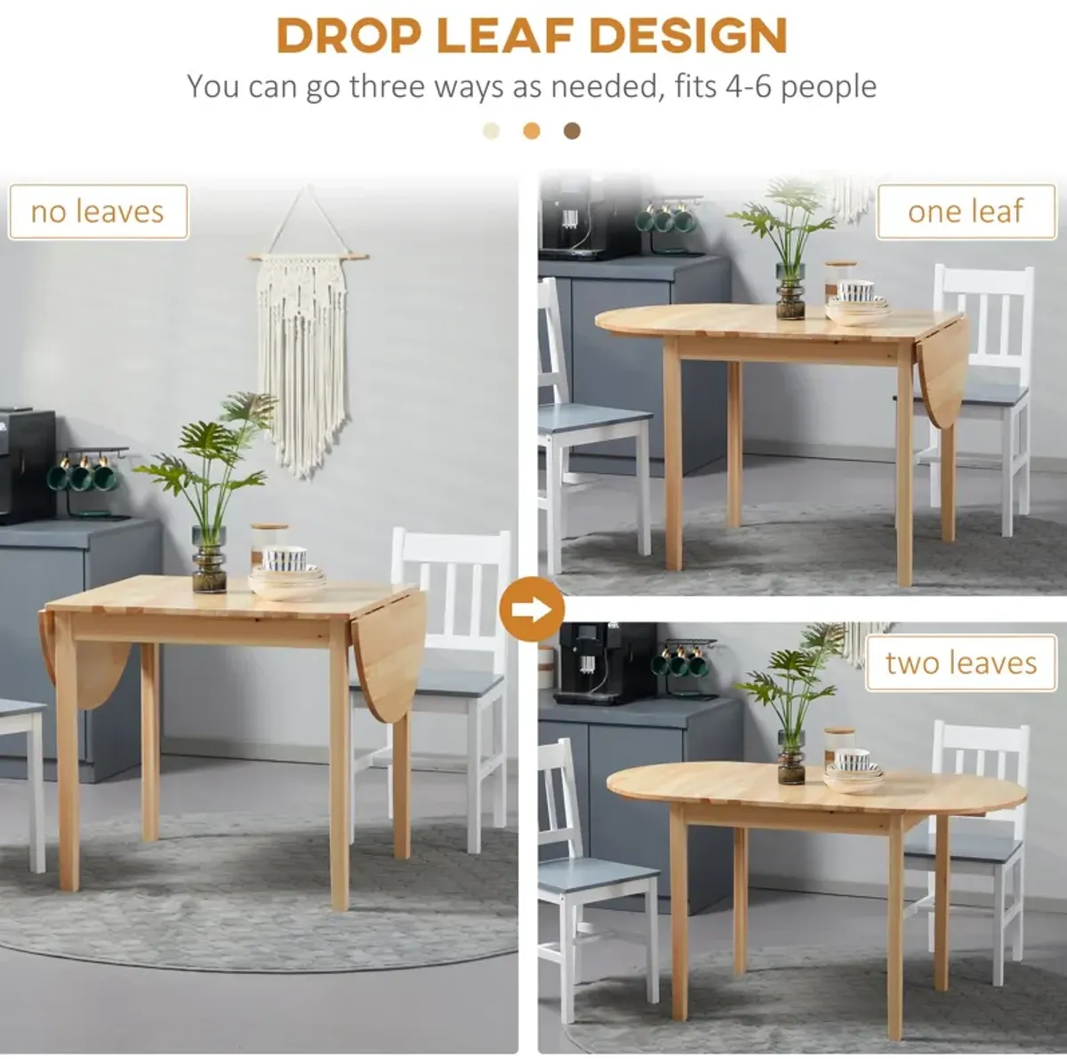 Natural Wood Dining: 56" Compact Folding Table with Drop Leaf