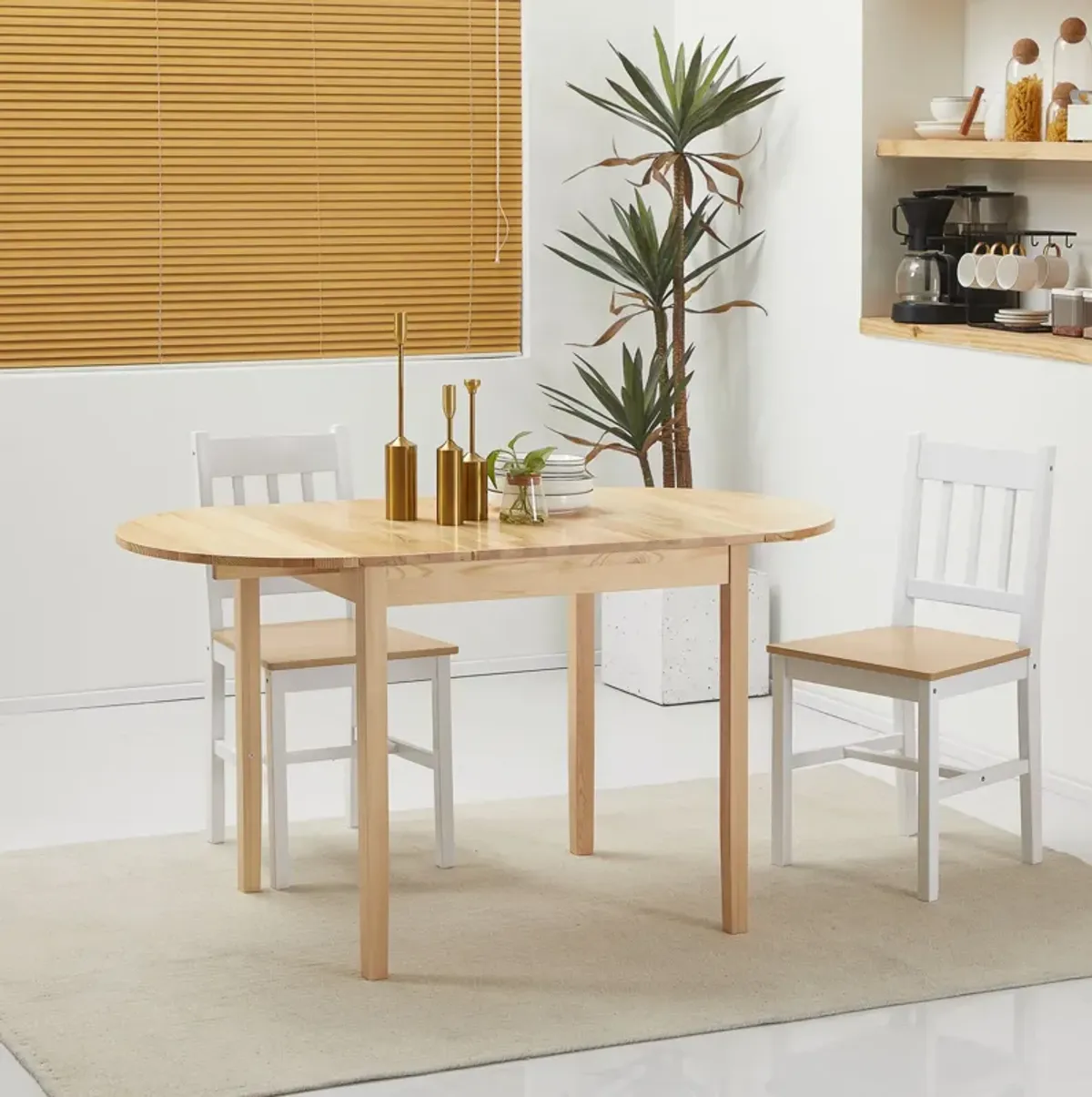 Natural Wood Dining: 56" Compact Folding Table with Drop Leaf