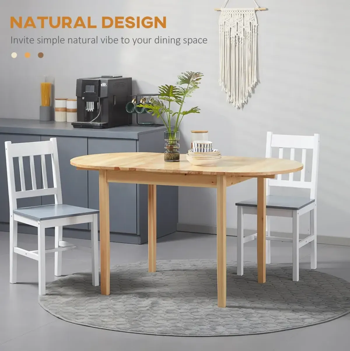 Natural Wood Dining: 56" Compact Folding Table with Drop Leaf