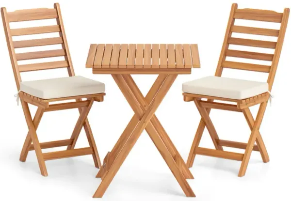 Folding Chair Table Set with Soft Seat Cushions and Table