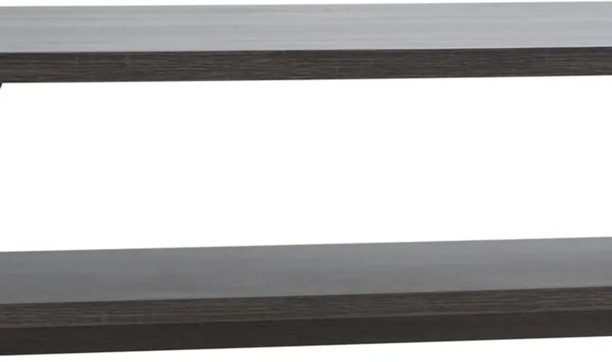 Gigi 47 Inch Modern Coffee Table, Open Shelf, Clean Lined, Gray, Black-Benzara