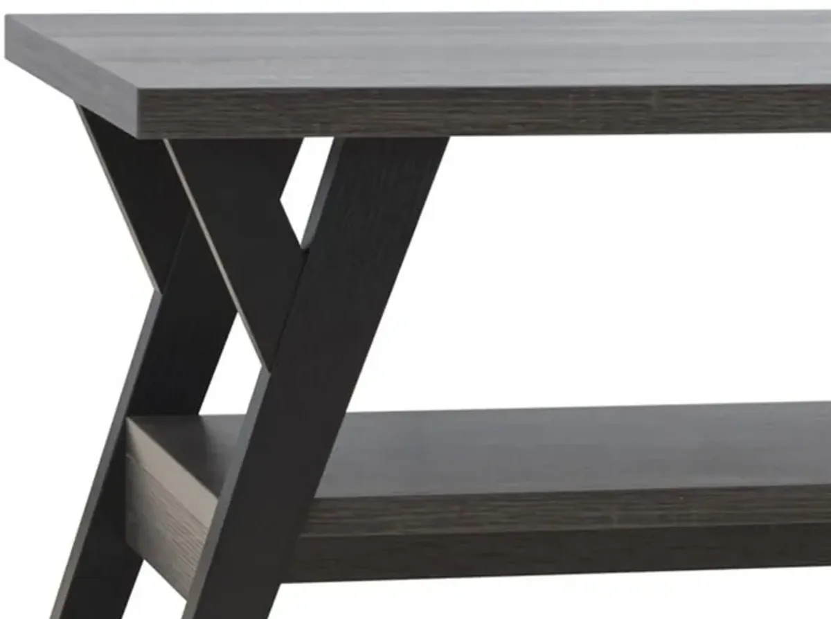 Gigi 47 Inch Modern Coffee Table, Open Shelf, Clean Lined, Gray, Black-Benzara