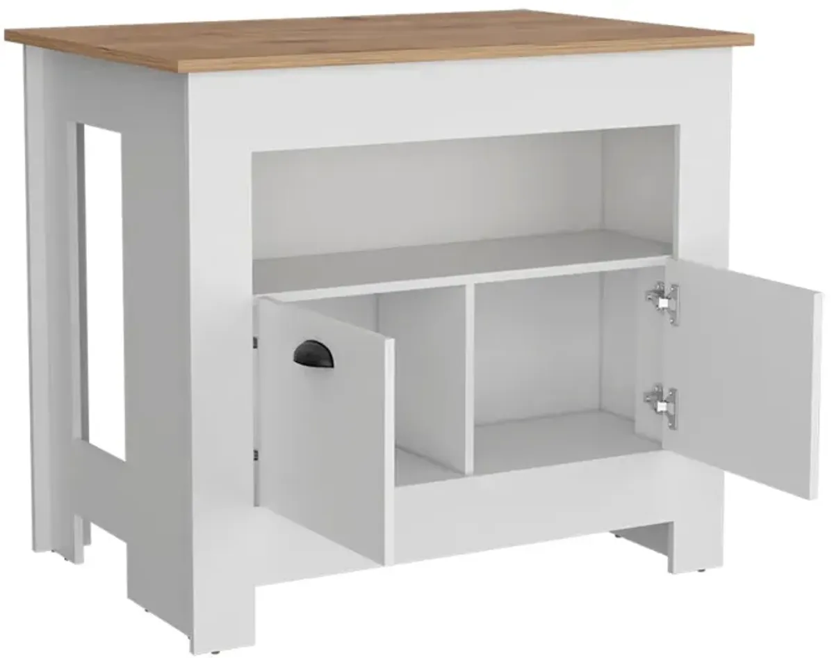 Kitchen Island Geneva, Kitchen, White / Macadamia