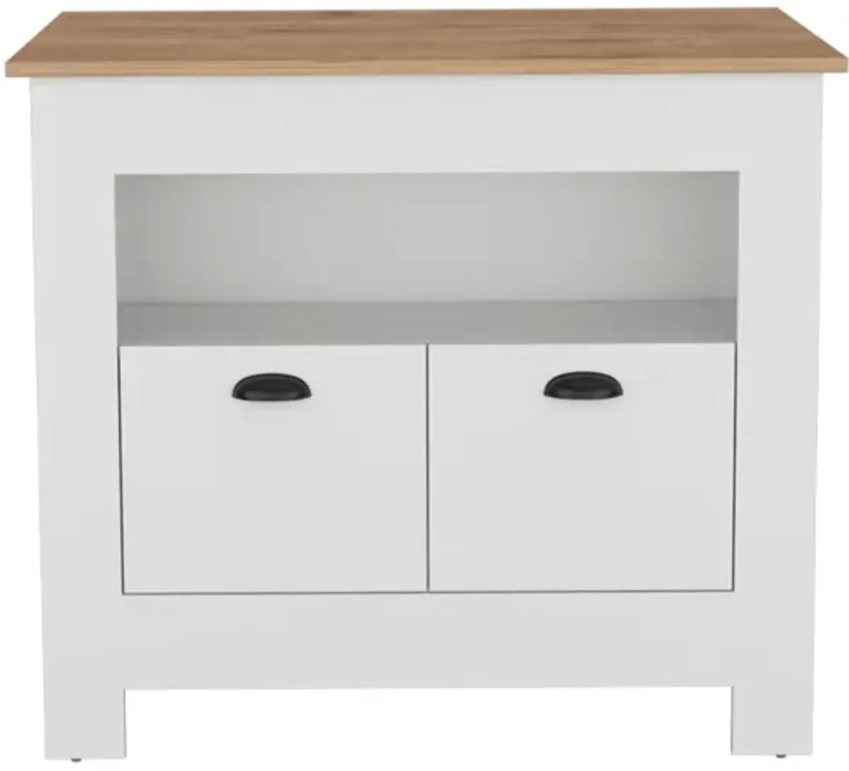 Kitchen Island Geneva, Kitchen, White / Macadamia