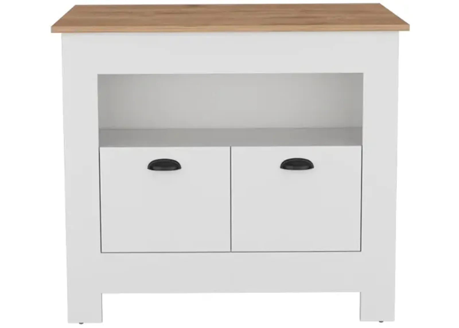 Kitchen Island Geneva, Kitchen, White / Macadamia