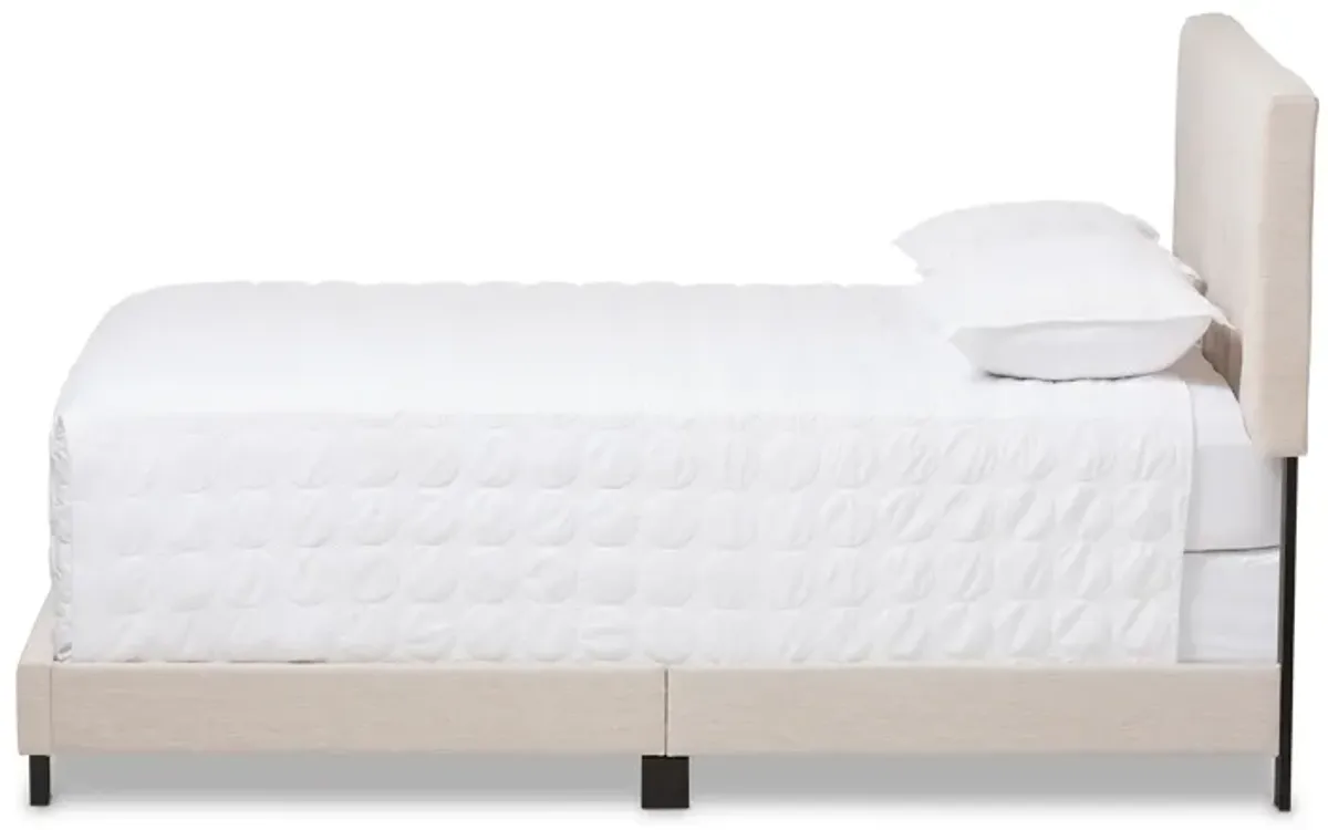 Baxton Studio Cassandra Modern and Contemporary Light Beige Fabric Upholstered King Size Bed