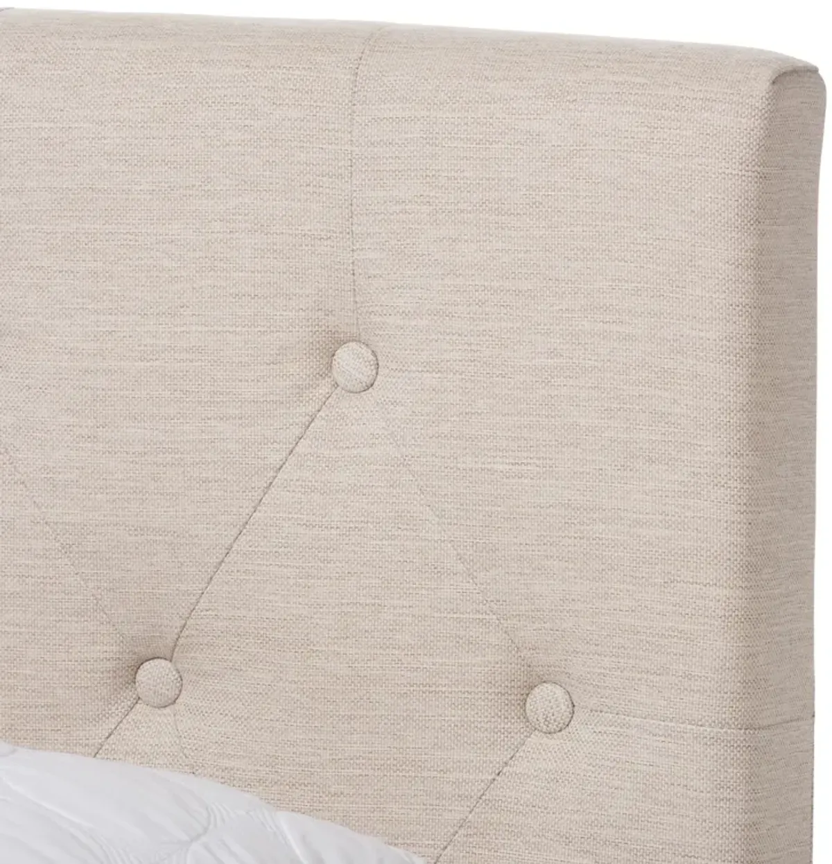 Baxton Studio Cassandra Modern and Contemporary Light Beige Fabric Upholstered King Size Bed