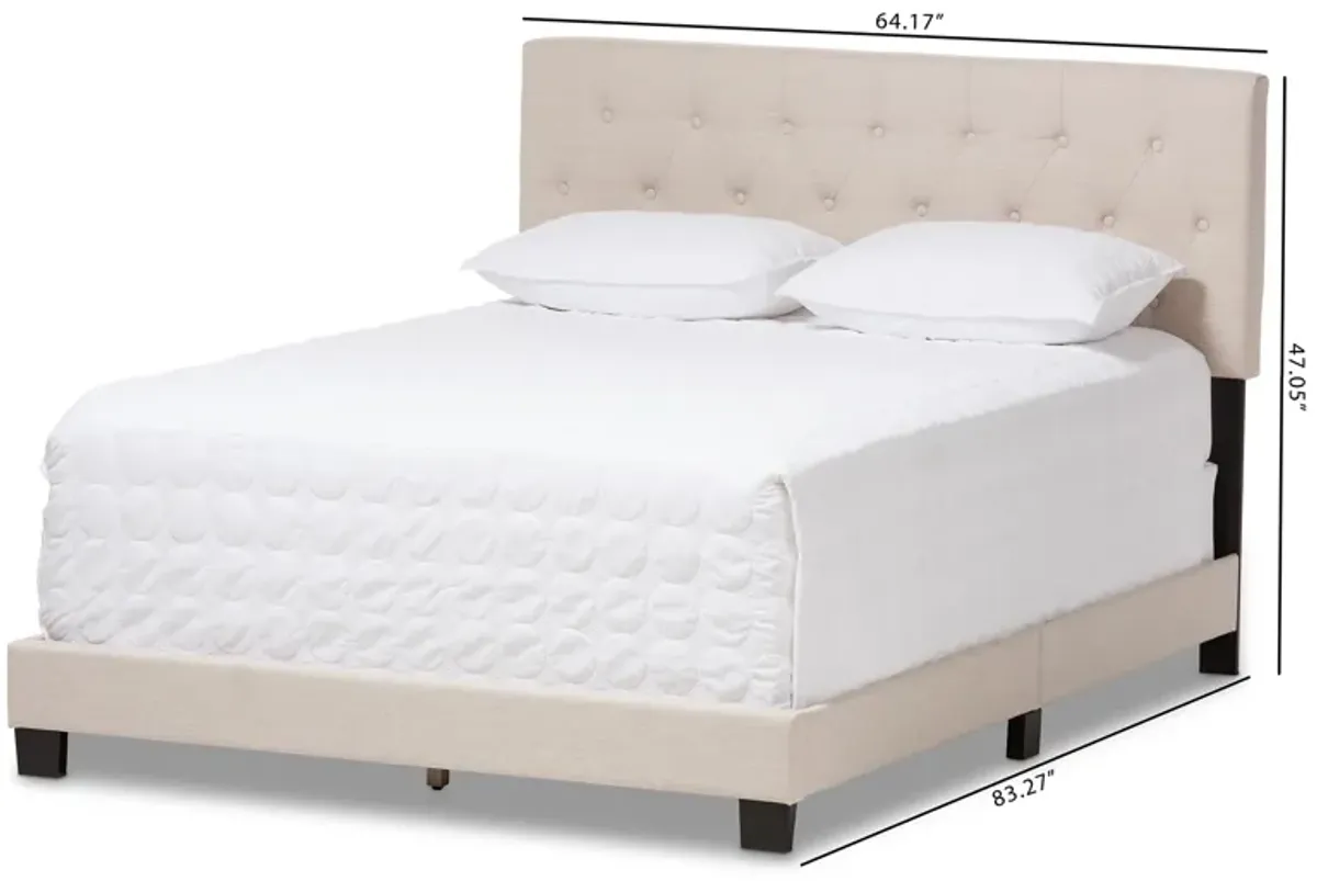 Baxton Studio Cassandra Modern and Contemporary Light Beige Fabric Upholstered King Size Bed