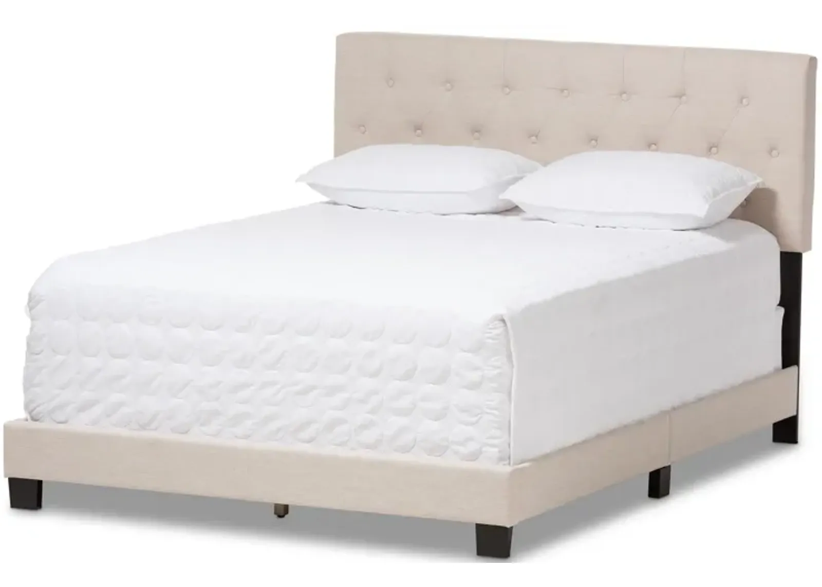 Baxton Studio Cassandra Modern and Contemporary Light Beige Fabric Upholstered King Size Bed