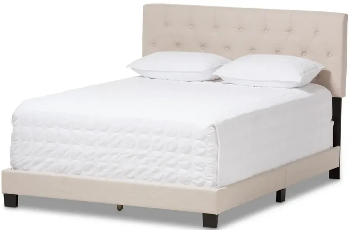 Baxton Studio Cassandra Modern and Contemporary Light Beige Fabric Upholstered King Size Bed