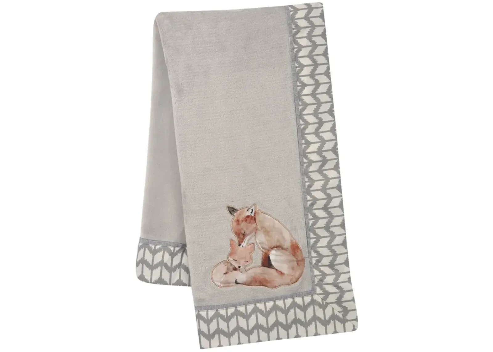 Lambs & Ivy Painted Forest Fox Coral Fleece Baby Blanket - Gray