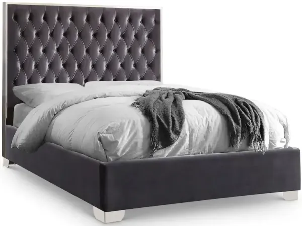 Meridian Furniture Lexi Grey Velvet King Bed