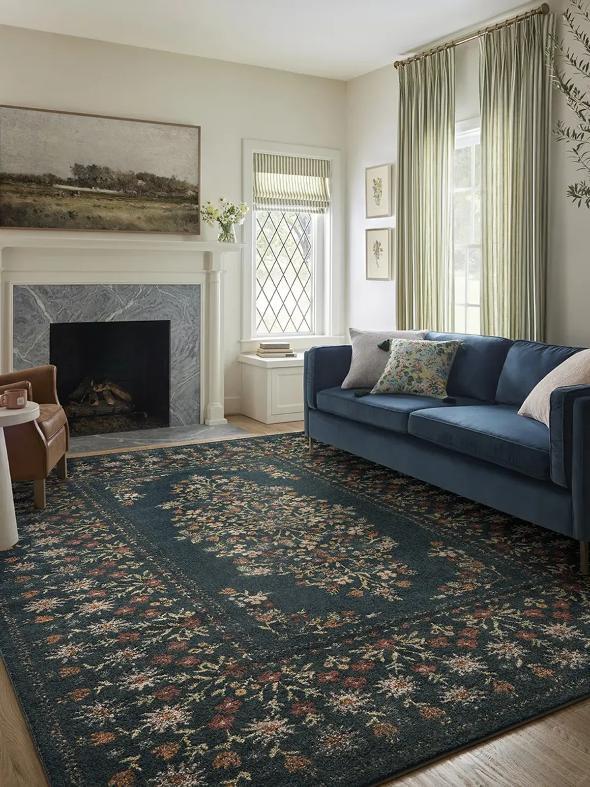 Laurel LAU-02 Navy 2''8" x 4' Rug by Rifle Paper Co.