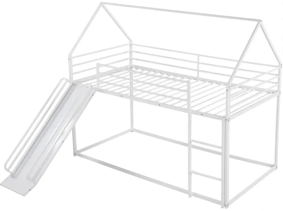 Twin over Twin House Bunk Bed with Ladder and Slide