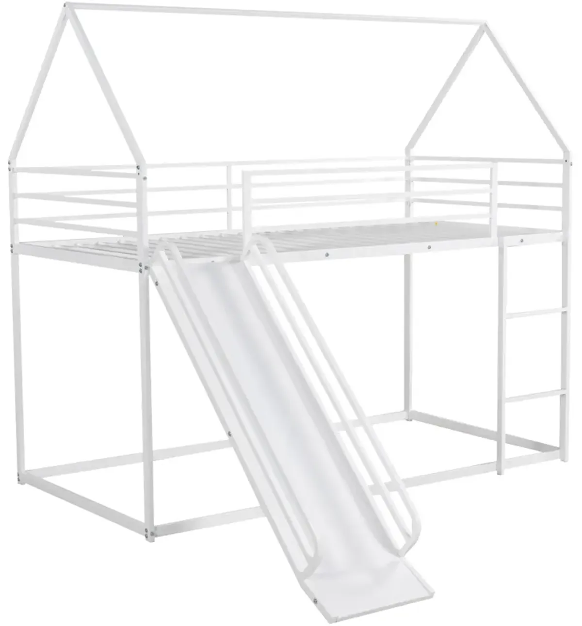 Twin over Twin House Bunk Bed with Ladder and Slide