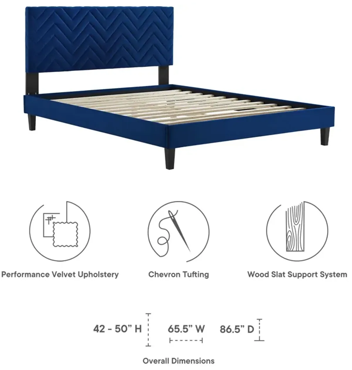 Modway - Leah Chevron Tufted Performance Velvet Full Platform Bed