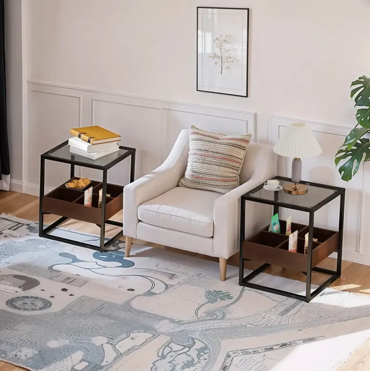 Modern Coffee Table Set with Storage Shelf