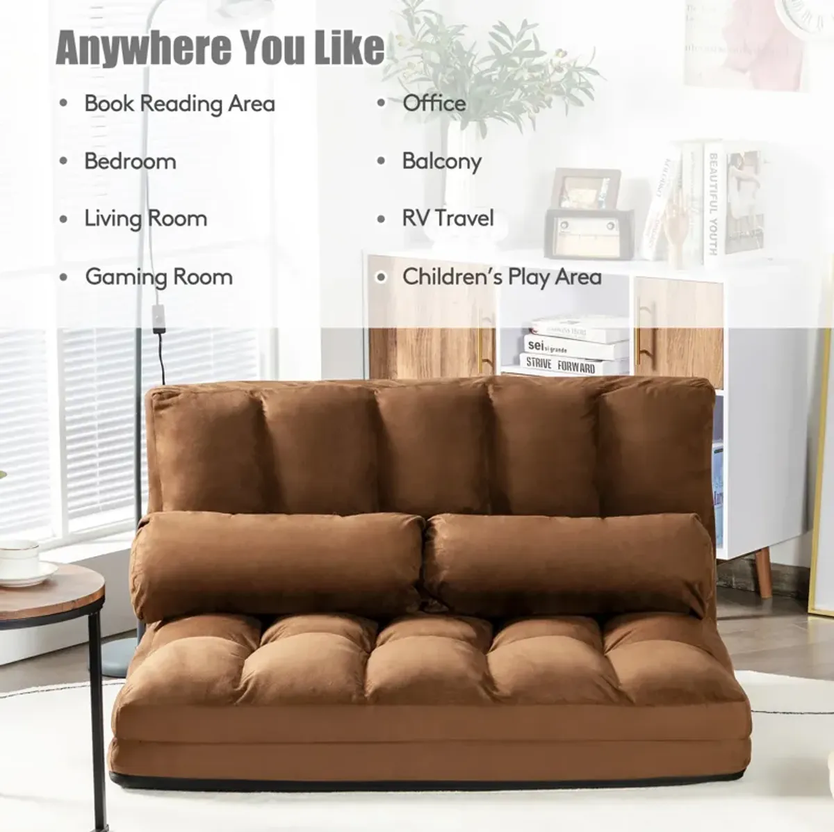 6-Position Foldable Floor Sofa Bed with Detachable Cloth Cover